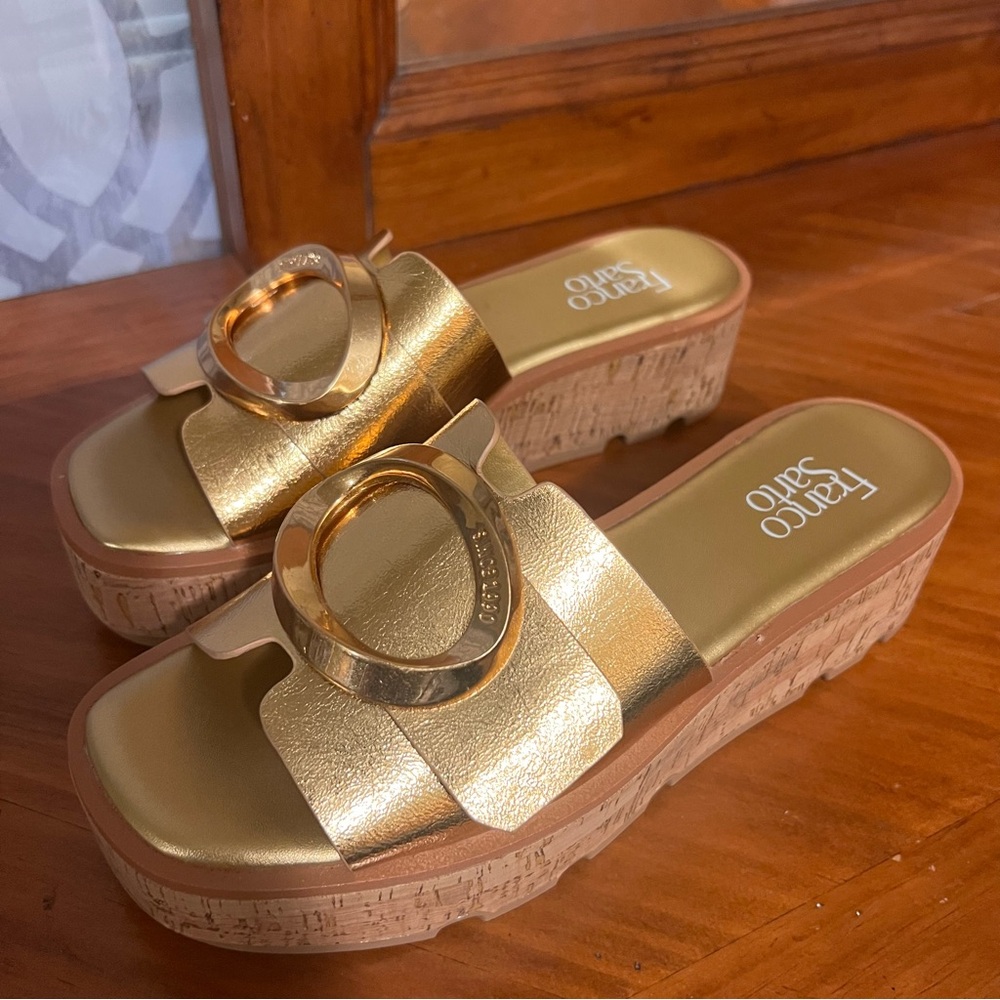 Franco Sarto Gold Platform Sandals